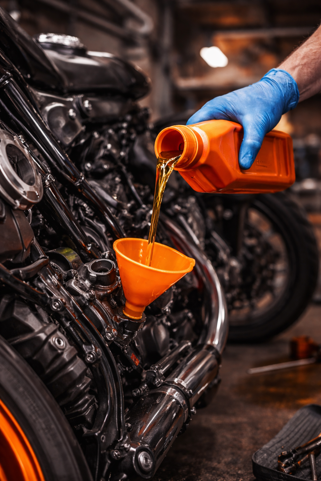 Motorcycle oil change and maintenance
